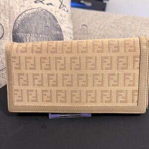 Fendi Beige Zucca Jacquard Continental Wallet